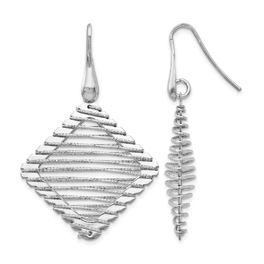 Sterling Silver Rhodium-plated Shepherd Hook Earrings, 46 x 42 mm