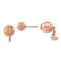 Sterling Silver Rose Gold-plated Butterfly Diamond-cut Ball Dangle Earrings, 16.15 x 10.1 mm