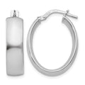 Sterling Silver Rhodium-plated Oval Hoop Earrings, 24 x 6 mm