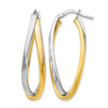 Sterling Silver Gold-tone Polished Hoop Earrings, 38 x 15 mm