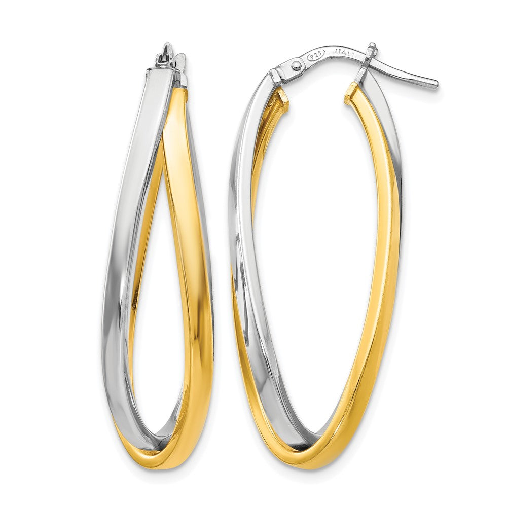 Sterling Silver Gold-tone Polished Hoop Earrings, 38 x 15 mm