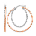 Sterling Silver Rose-tone D/C Hoop Earrings, 36 x 1.5 mm