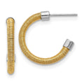Sterling Silver Yellow Rhodium Textured Earrings, 22.5 x 22 mm