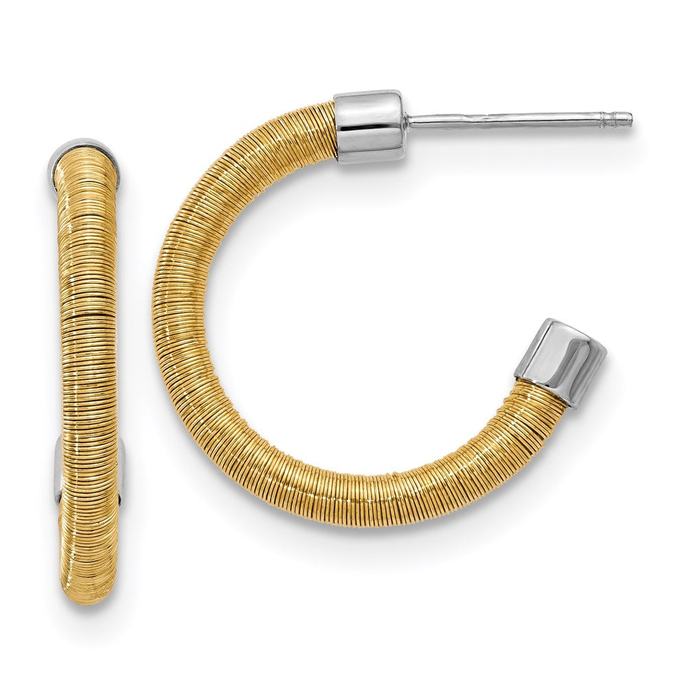 Sterling Silver Yellow Rhodium Textured Earrings, 22.5 x 22 mm