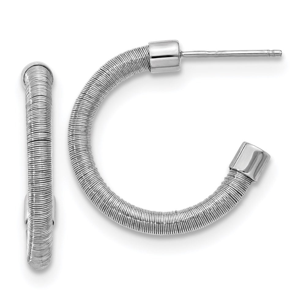 Sterling Silver & Rhodium Textured Earrings, 22.5 x 22 mm