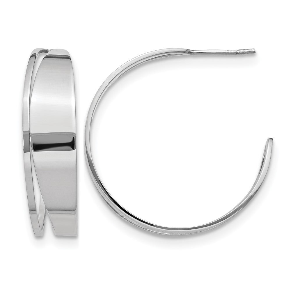 Sterling Silver Polished Fancy Post Hoop Earrings, 32 x 42 mm