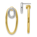 Sterling Silver & Gold-tone Front & Back Oval Post Earrings, 38 x 15 mm
