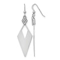 Sterling Silver RH-plated Polished Crystal Diamond Shape Dangle Ea, 59 x 17 mm