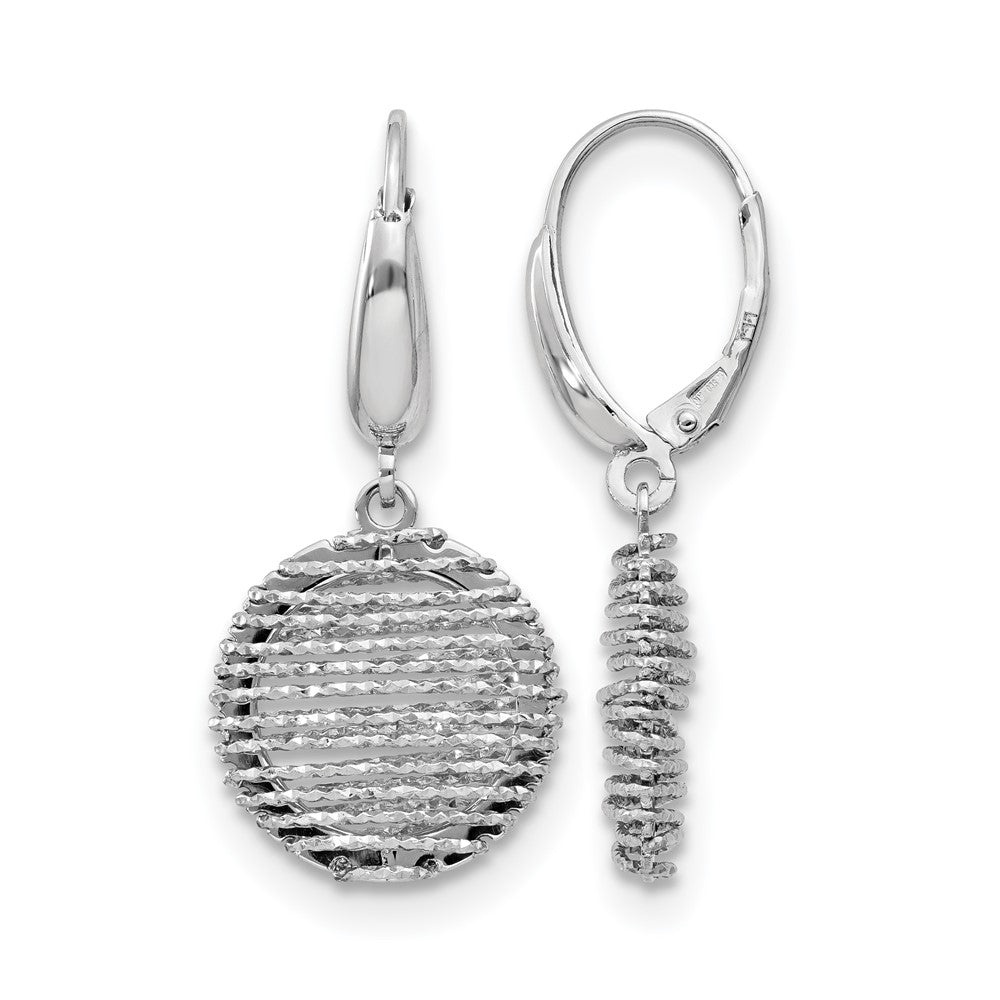 SS RH-plated Polished D/C Open Center Leverback Earrings, 33 x 15 mm