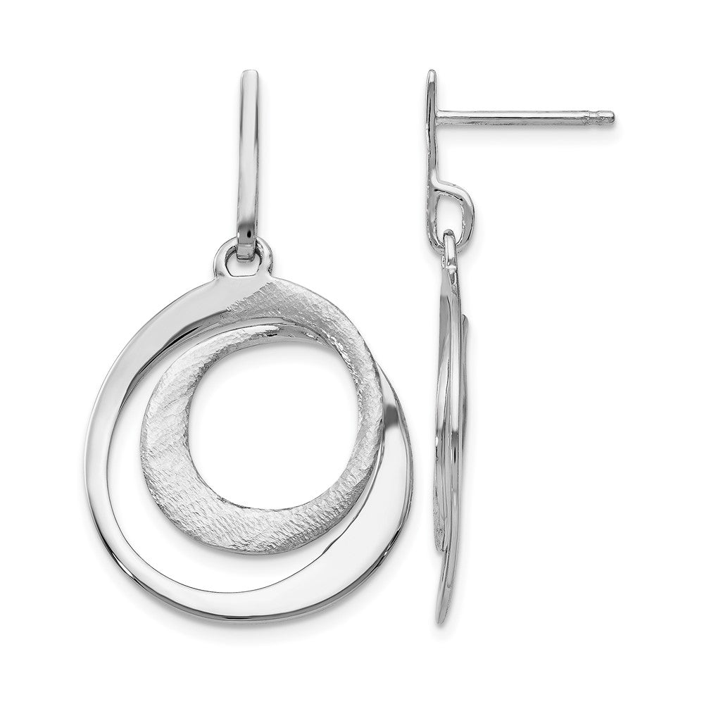 SS RH-plated Radiant Essence Textured Post Dangle Earrings, 34 x 20 mm