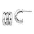 Sterling Silver Polished & Brushed Post Hoop Earrings, 11 x 10 mm
