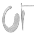 Sterling Silver Scratch-finish Drop Post Earrings, 32 x 21 mm