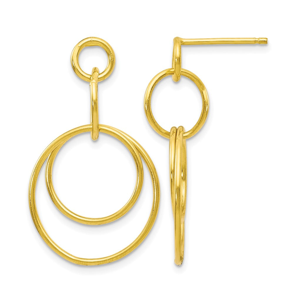 Sterling Silver Gold-tone Polished Post Dangle Earrings, 30 x 18 mm