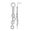 Sterling Silver Rhodium Brushed & Polished Post Dangle Earrings, 80.9 x 15.09 mm