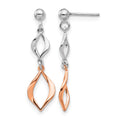 Sterling Silver & Rose-tone Dangle Earrings, 37.09 x 9.89 mm