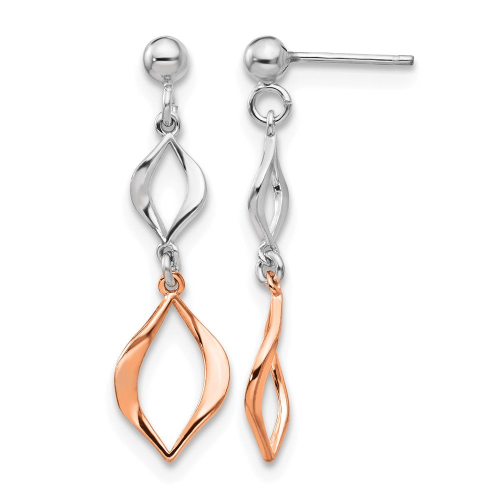 Sterling Silver & Rose-tone Dangle Earrings, 37.09 x 9.89 mm