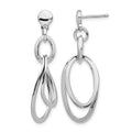 Sterling Silver Rhodium-plated Polished Dangle Earrings, 38.02 x 13.2 mm
