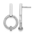 Sterling Silver Polished CZ Diamond-Cut Post Dangle Earrings, 34.09 x 18.57 mm