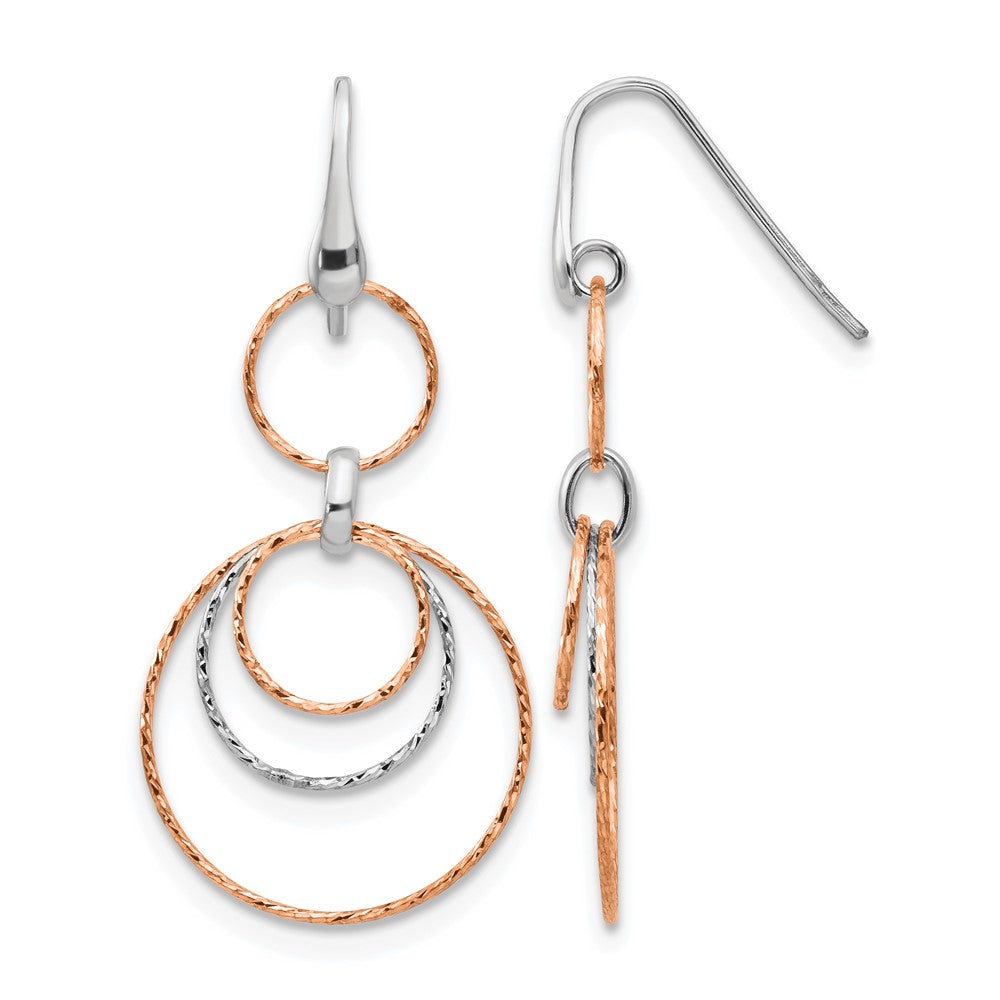 Sterling Silver Rose-Gold-plated D/C Dangle Earrings, 50.41 x 23.91 mm
