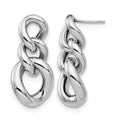 Sterling Silver RH-plated Polished Post Dangle Earrings, 31.67 x 14.17 mm