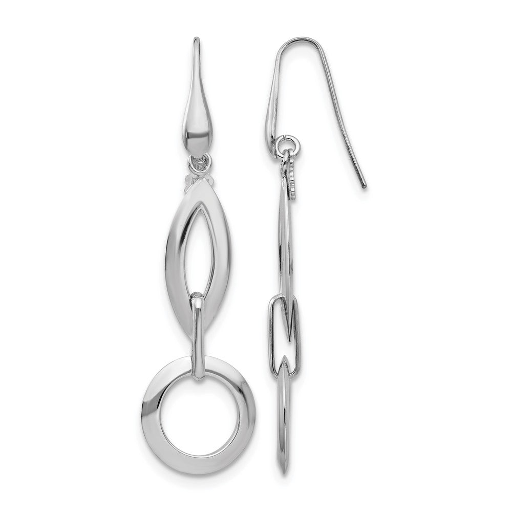 Sterling Silver RH-plated Dangle Earrings, 64.2 x 17.09 mm
