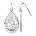 Sterling Silver RH-plt Brushed/Polished Laser Cut Dangle Earrings, 44 x 21 mm