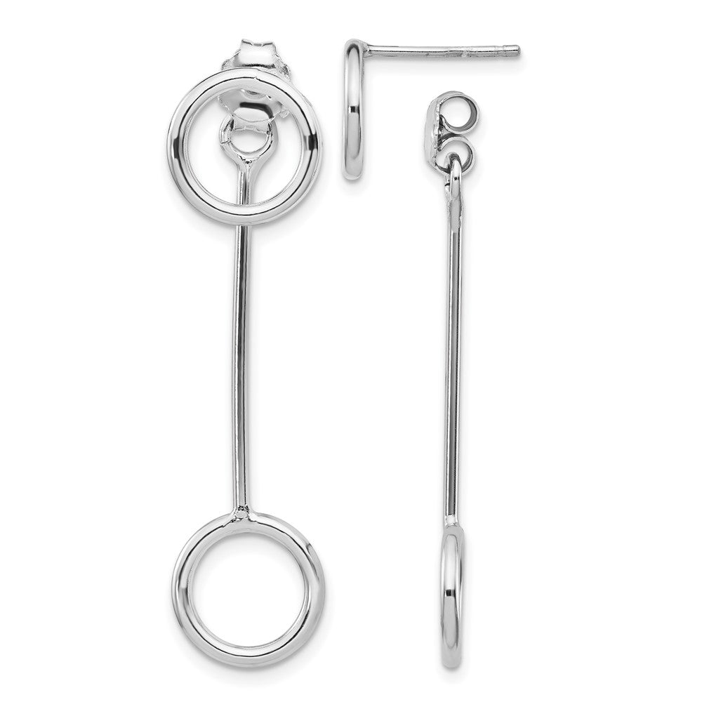 Sterling Silver Rhod-plt Polished Front & Back Post Dangle Earring, 43 x 10 mm