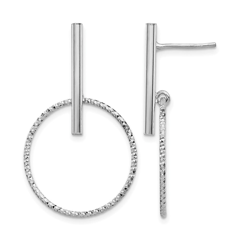 Sterling Silver Rhod Radiant Essence D/C Post Dangle Earrings, 36 x 22 mm