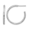 Sterling Silver Rhod Radiant Essence D/C Hoop Earrings, 23 x 2 mm