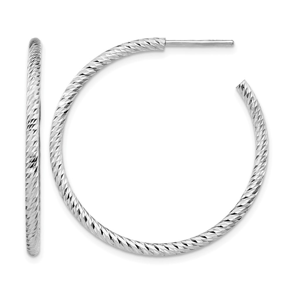 Sterling Silver Rhod Radiant Essence D/C Post Dangle Earrings, 35 x 34 mm