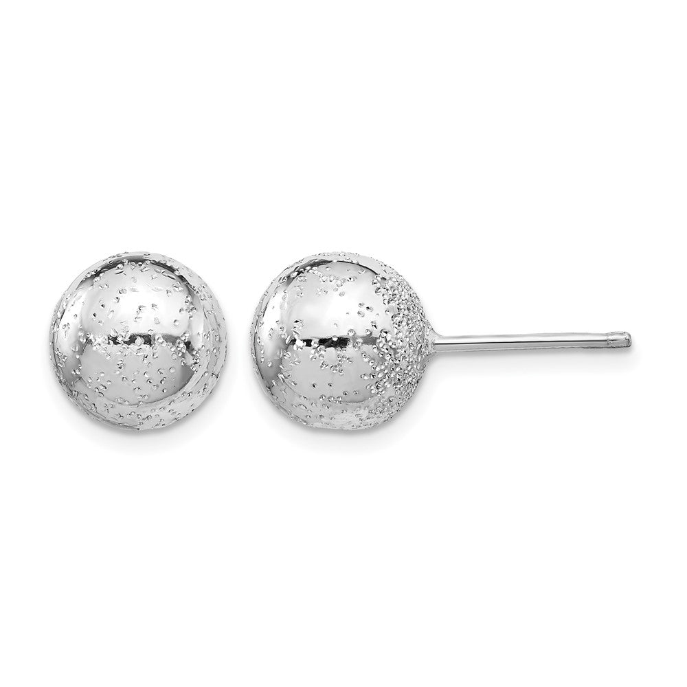Sterling Silver Rhod Radiant Essence 10mm Ball Post Earrings, 10 x 10 mm