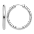 Sterling Silver Rhodium-plated 3.5mm Tube Earrings, 32 x 3.5 mm