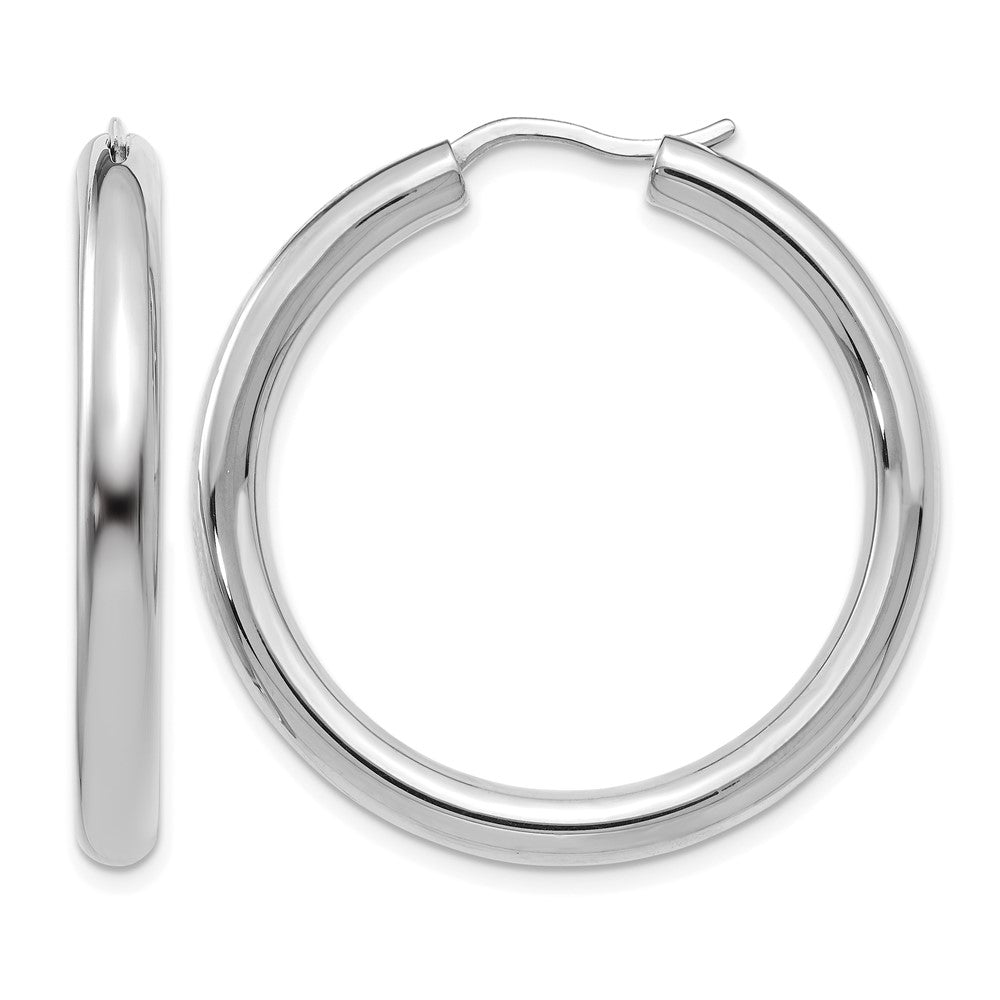 Sterling Silver Rhodium-plated 3.5mm Tube Earrings, 32 x 3.5 mm
