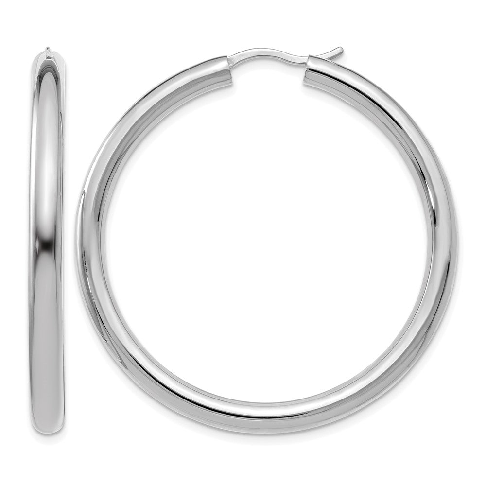 Sterling Silver Rhodium-plated 3.5mm Tube Earrings, 40 x 3.5 mm