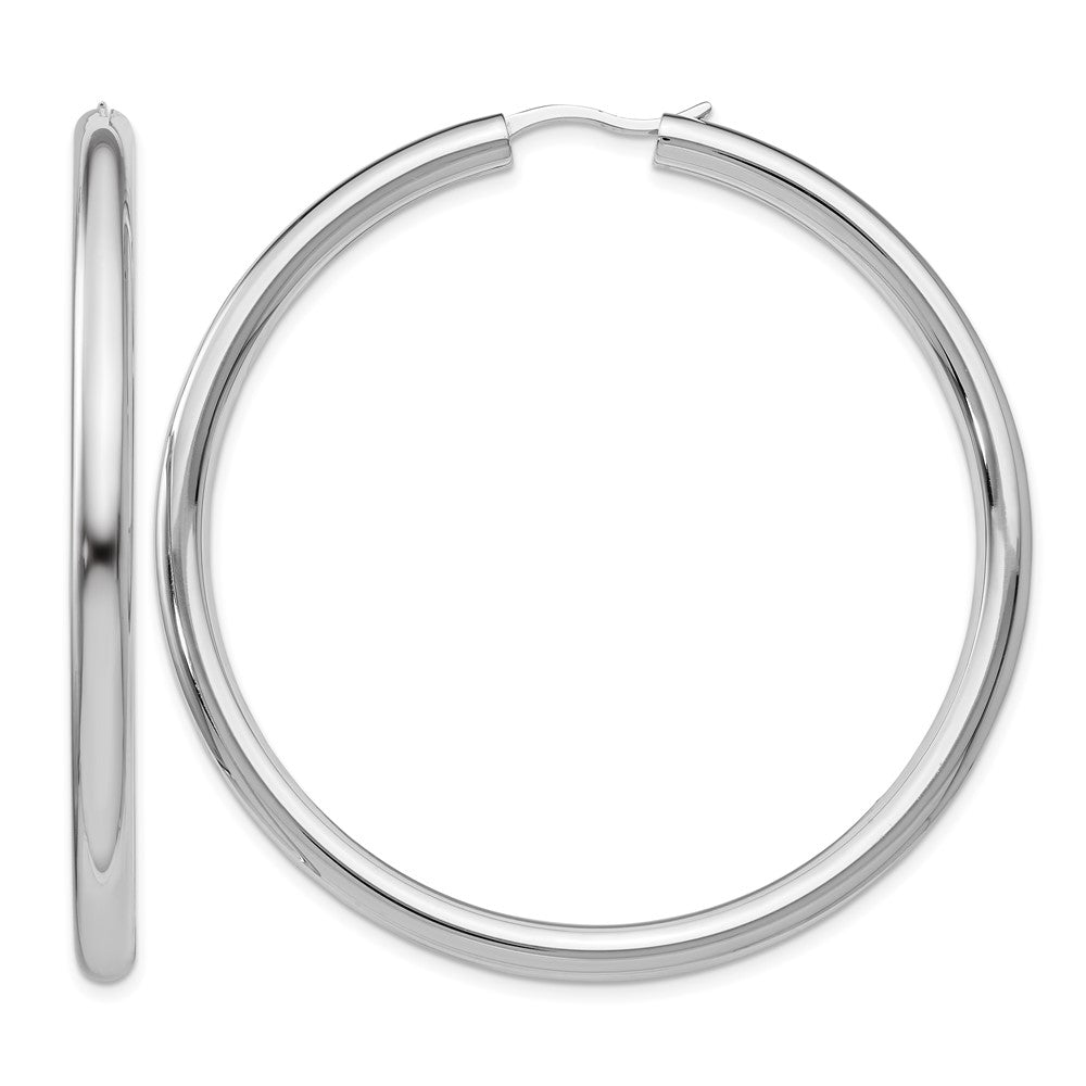 Sterling Silver Rhodium-plated 3.5mm Tube Earrings, 52 x 3.5 mm