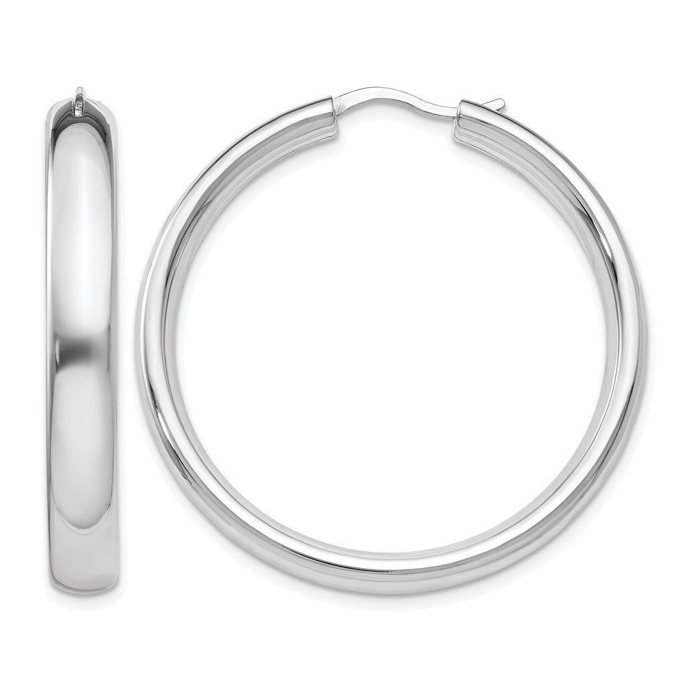 Sterling Silver Rhodium-plated 5mm Half Round Tube Earrings, 37 x 5 mm