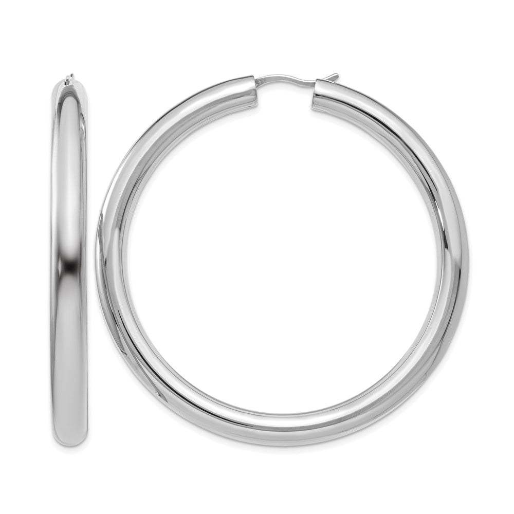 Sterling Silver Rhodium-plated 5mm Tube Earrings, 55 x 5 mm