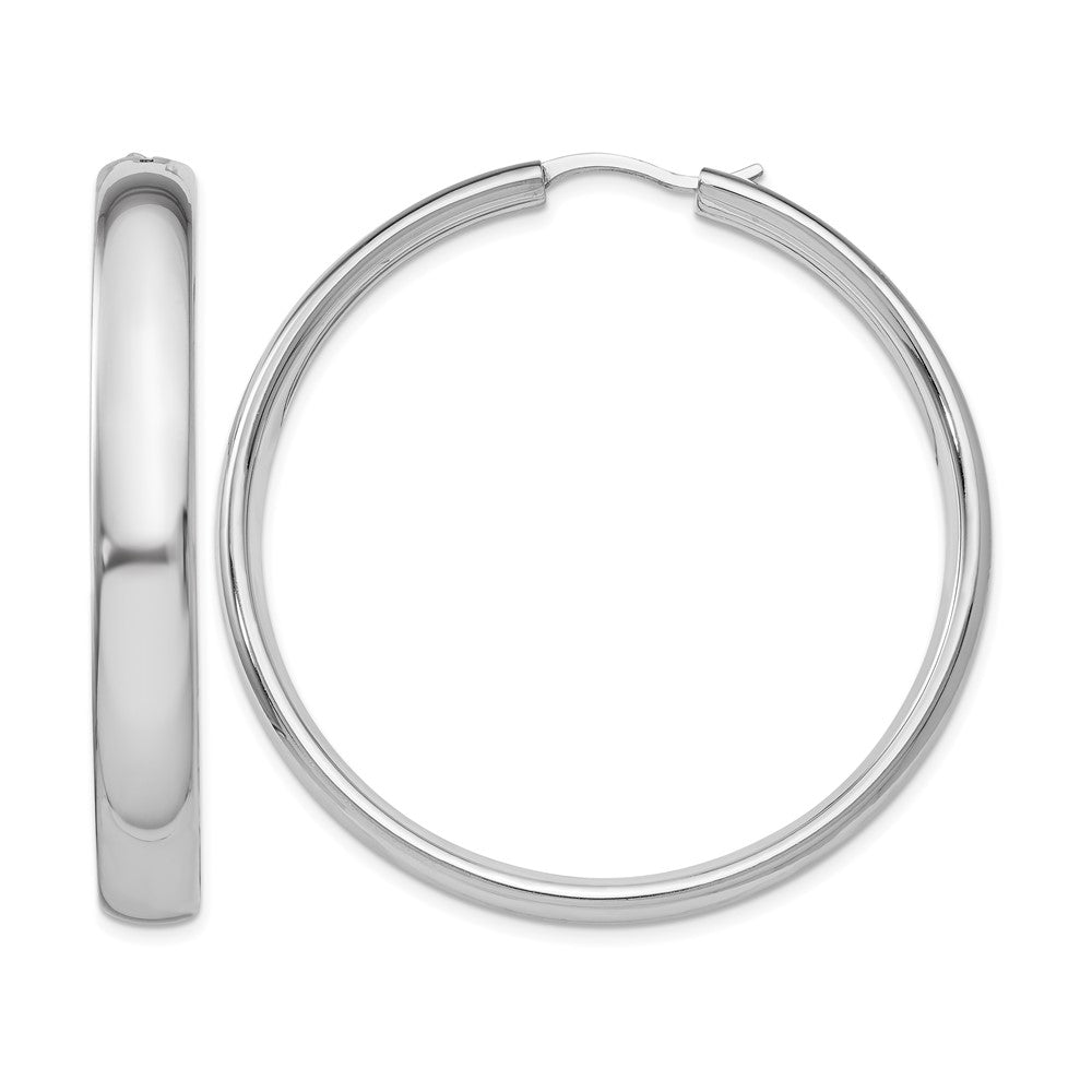 Sterling Silver Rhodium-plated 6mm Half Round Tube Earrings, 46 x 6 mm
