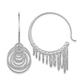 Sterling Silver RH-plated Polished and Laser-cut Hoop Earrings, 46 x 12 mm
