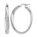 Sterling Silver RH-plated Polished Twisted Oval Hoop Earrings, 36 x 4 mm