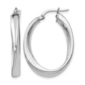 Sterling Silver RH-plated Polished Twisted Oval Hoop Earrings, 31 x 4 mm