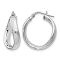 Sterling Silver RH-plated Polished Twisted Hoop Earrings, 19 x 4 mm
