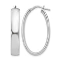 Sterling Silver RH-plated Polished Oval Hinged Hoop Earrings, 35 x 6 mm