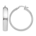 Sterling Silver RH-plated Polished Hinged Hoop Earrings, 30 x 6 mm