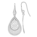 SS Polished Lasercut Flower Teardrop Dangle Earrings, 49.5 x 21 mm