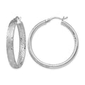 Sterling Silver Rhodium In/Out D/C Earrings, 38.5 x 5 mm