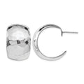 Sterling Silver RH-plated Polished Hammered Post Earrings, 27 x 17 mm