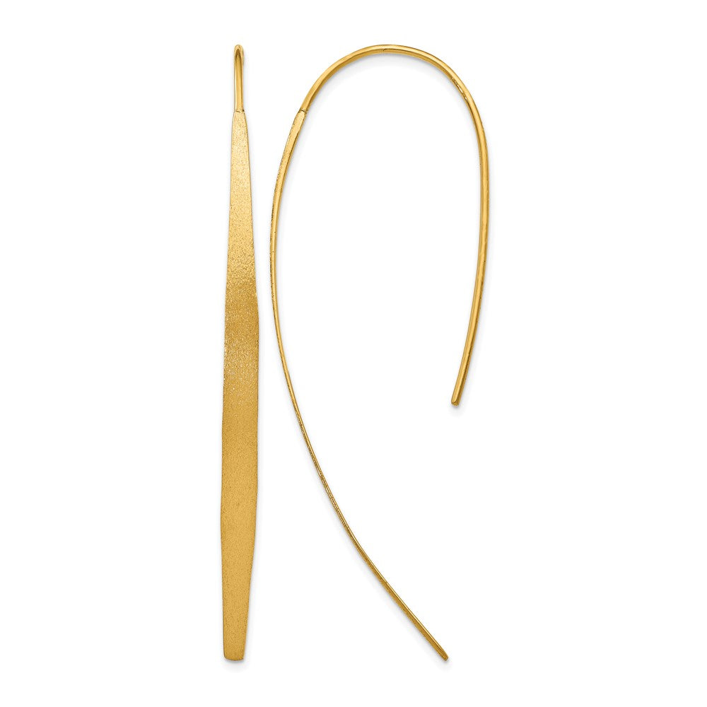 Sterling Silver Gold-plated Polished and Brushed Earrings, 55 x 3.66 mm