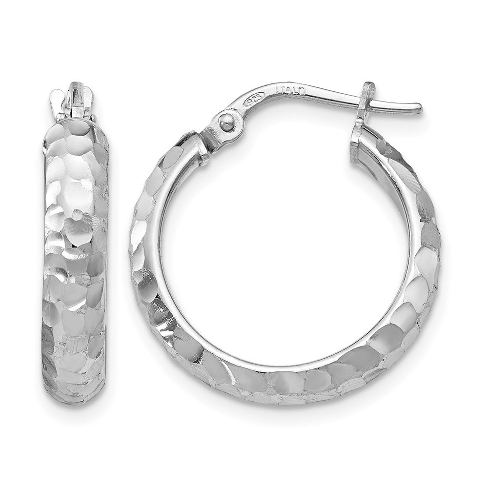 SS Radiant Essence Rhodium-plated Hinged Hoop Earrings, 21 x 19.11 mm