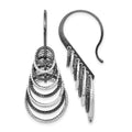 Sterling Silver Ruthenium-plated Laser Textured Earrings, 43 x 19 mm